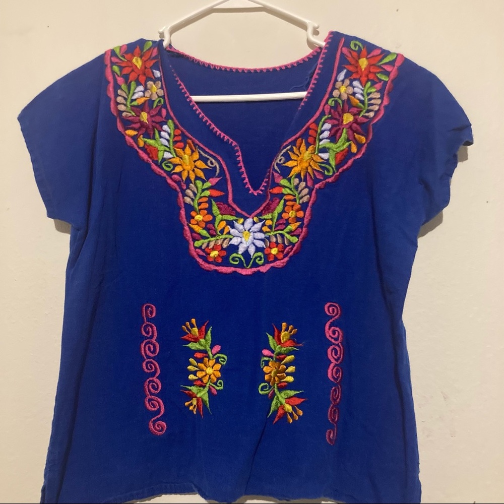 Mexican Embroidered V-Neck Shirt